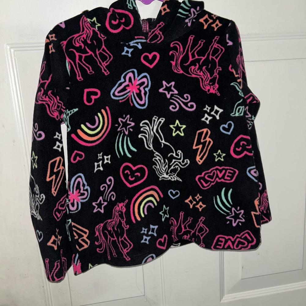 Girls Children’s Place Soft Size 4 Colorful Unicorn and Heart Hoodie